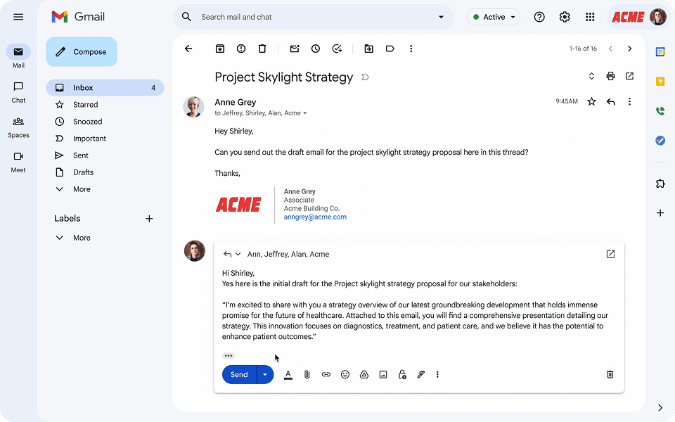 Gmail interface with Kiub integration